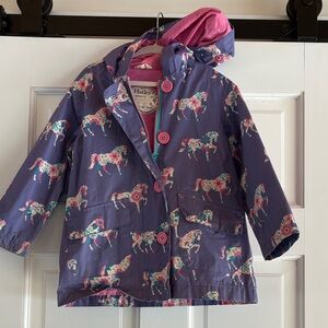Hatley Kids' Vibrant Horse Print Raincoat sz 4
